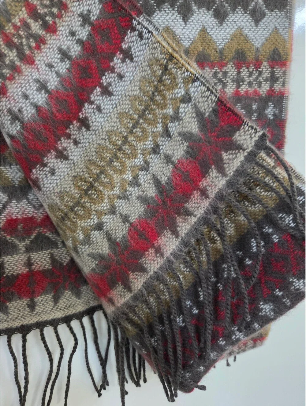 D&Y Soft Acrylic Patterned Scarf with Fringe